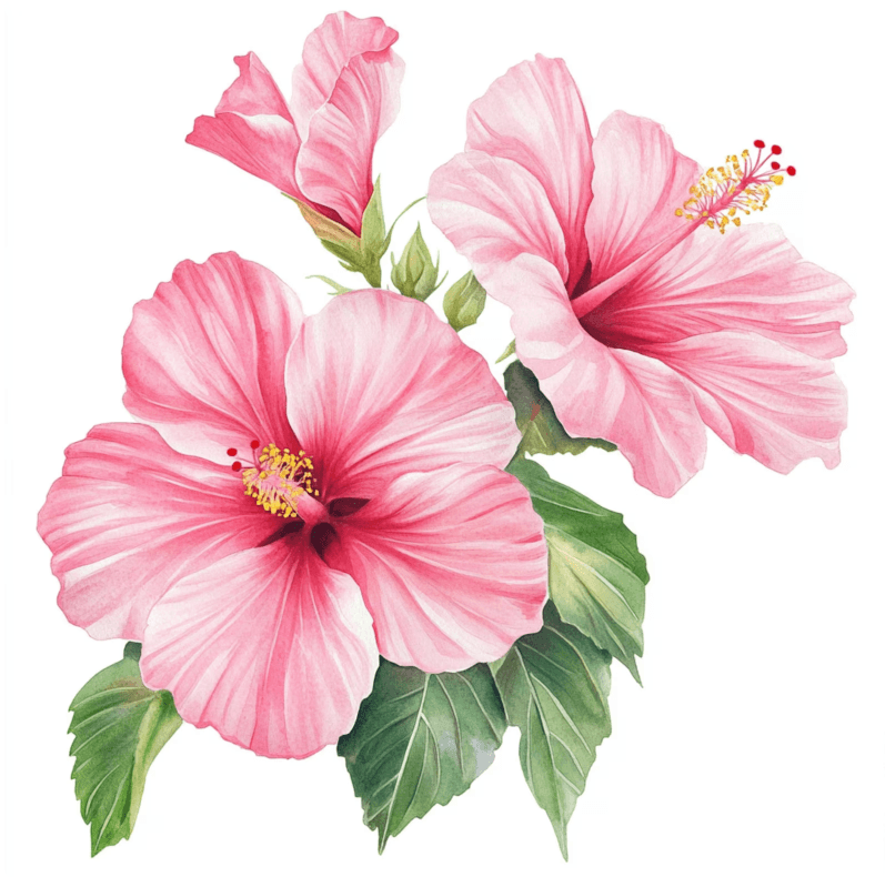 Illustration einer rosa Hibiskusblüte